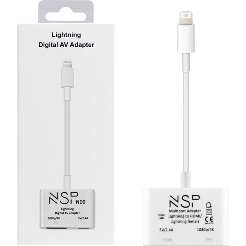 NSP Αντάπτορας NSP N09 Lightning male σε HDMI female Λευκό