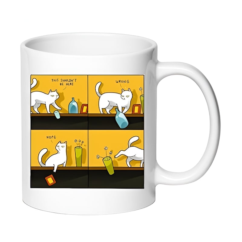 Κούπα Cats No10 Κεραμική 330 ml - Λευκό OEM