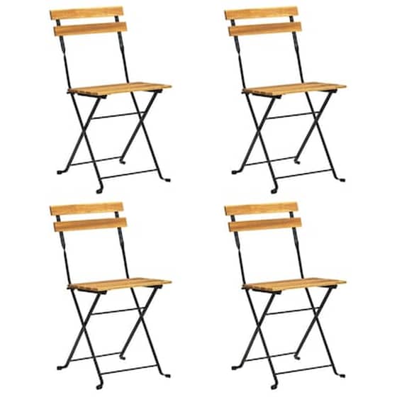 Καρέκλες Bistro Vidaxl Πτυσσόμενες από Μασίφ Ξύλο Ακακίας 4 Τεμ. 40x39x79cm - Καφέ/Μαύρο image 2