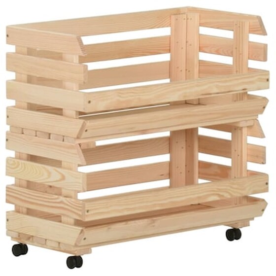 Vidaxl Τρόλεϊ Λαχανικών 57 X 30 X 80 Εκ. Από Μασίφ Ξύλο Πεύκου image 5
