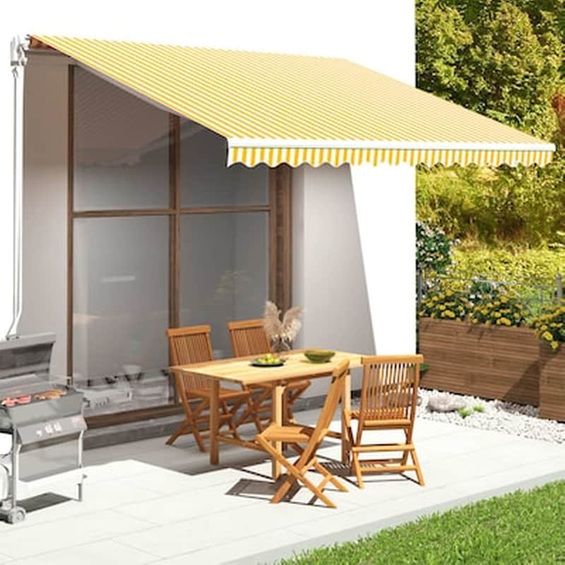Vidaxl Τεντόπανο Ανταλλακτικό Κίτρινο / Λευκό 4 X 3,5 Μ.