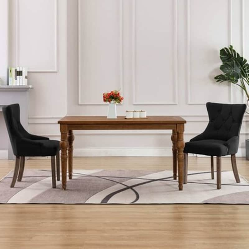 Vidaxl Καρέκλες Τραπεζαρίας 2 Τεμ. Μαύρες Υφασμάτινες VIDAXL