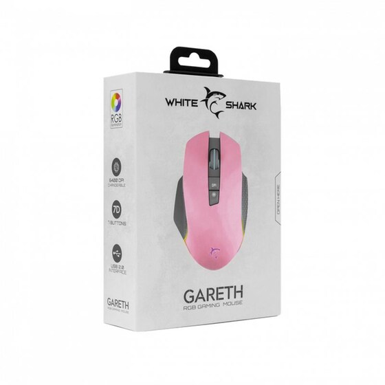 Gaming Ενσύρματο Ποντίκι White Shark Gareth RGB DPI 6400 - Ροζ image 6