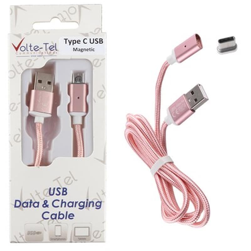 Καλώδιο δεδομένων Volte-tel Braided Vcd07 Usb to Usb-C 2.1A 1m - Rose Gold VOLTE-TEL