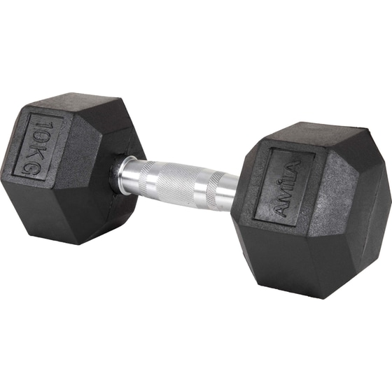 Βαράκι Εξάγωνο 10kg Amila Rubber Cover Class A 84539 από Χυτοσίδηρο - Μαύρο image 2