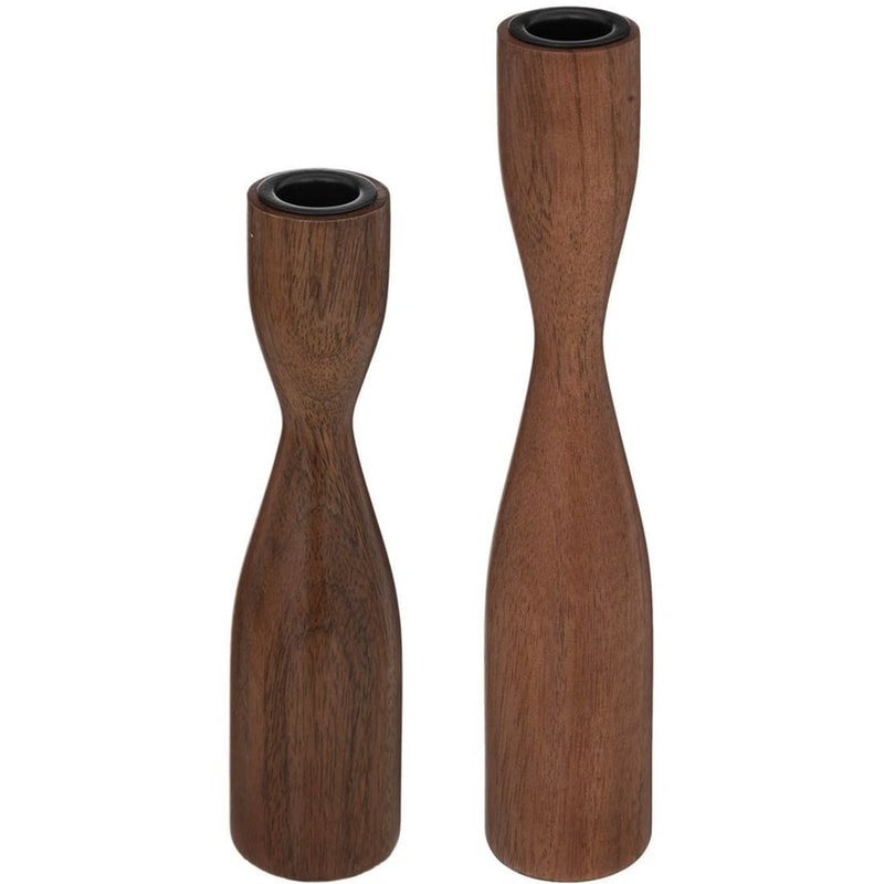 SPITISHOP Σετ Κηροπήγια Spitishop A-s Caf 196660 Ξύλινο 2 Τμχ - Καφέ