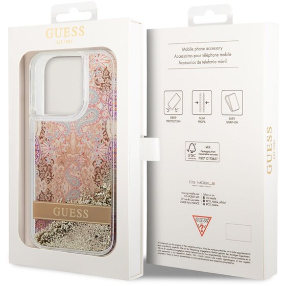 Θήκη Apple iPhone 14 Pro Max - Guess Liquid Glitter Paisley Gold Collection - Χρυσό image 3