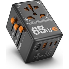 Ταξιδιωτικός Αντάπτορας Πρίζας Tessan Universal Με 4 Θύρες USB 65W