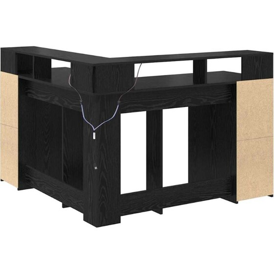 Γραφείο VidaXL από Επεξεργασμένο Ξύλο 130x130x91 cm - Μαύρη Οξιά image 7