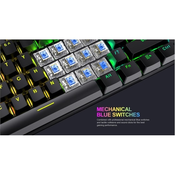Havit KB858L Gaming Μηχανικό Ενσύρματο Πληκτρολόγιο με Custom Blue διακόπτες και RGB φωτισμό (US) image 3