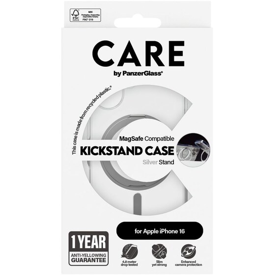 Θήκη Apple iPhone 16 - PanzerGlass MagSafe Kickstand Case - Transparent with Black Stand image 3