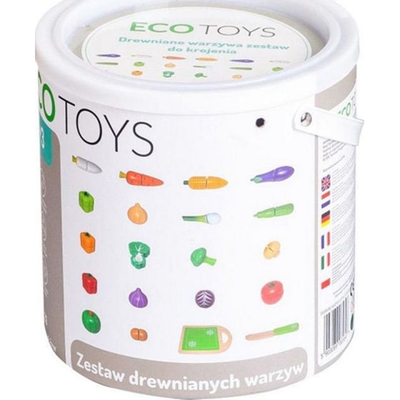 Σετ Εcotoys 20 Ξύλινων Λαχανικών Με Μαγνήτη Σε Δοχείο Αποθήκευσης - 18x18x19 cm image 5