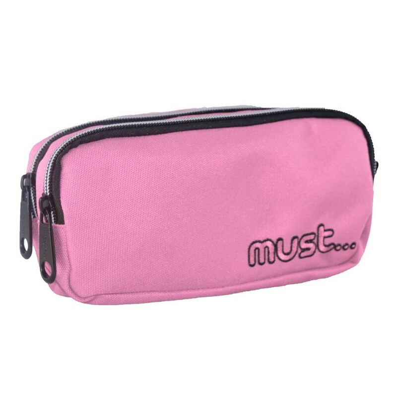 MUST... Κασετίνα Βαρελάκι Must Monochrome Απαλό Ροζ 2 Θήκες