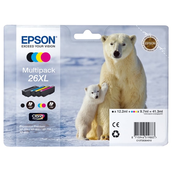 Epson 26XL Κυανό / Ματζέντα / Κίτρινο / Μαύρο Πακέτο 4 Μελανιών Εκτυπωτή C13T26364010 image 0