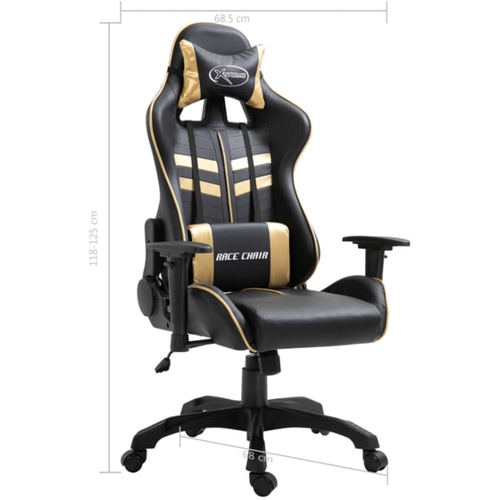 Καρέκλα Gaming VidaXL από Τεχνητό Δέρμα - Μαύρη/Χρυσή image 8