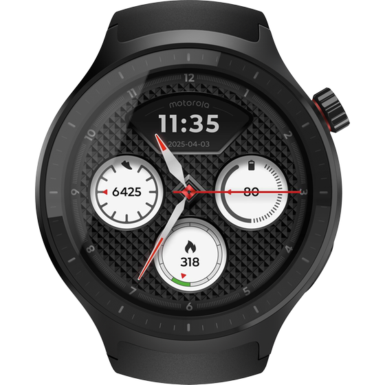 Smartwatch Motorola Moto Watch 47mm - Matte Black with PANTONE Volcanic Ash Silicone Band image 0