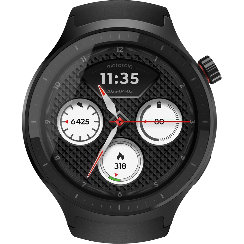 MOTOROLA Smartwatch Motorola Moto Watch 47mm - Matte Black with PANTONE Volcanic Ash Silicone Band