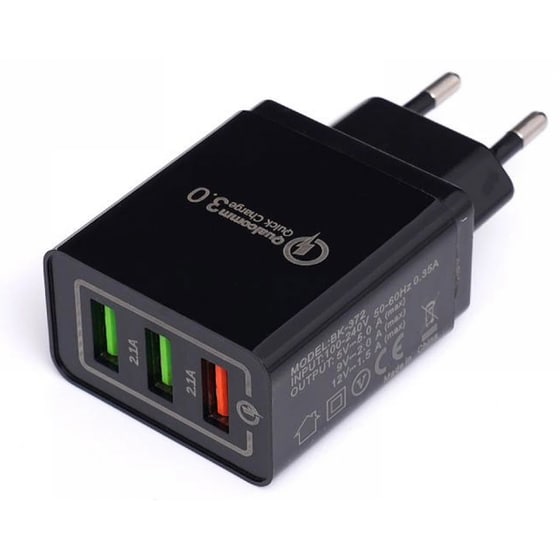 Φορτιστής Πρίζας Kraft&Dele KD-1236 2x USB 2.1A/ 1x USB QC 3.0 image 2