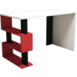 Γραφείο Βιβλιοθήκη ArteLibre από Μοριοσανίδα 120 x60cm - Λευκό/Μαύρο/Κόκκινο