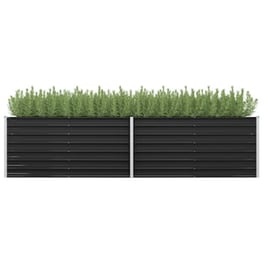 Vidaxl Ζαρντινιέρα Υπερυψωμένη Ανθρακί 320x80x77 Εκ. Γαλβαν. Χάλυβας
