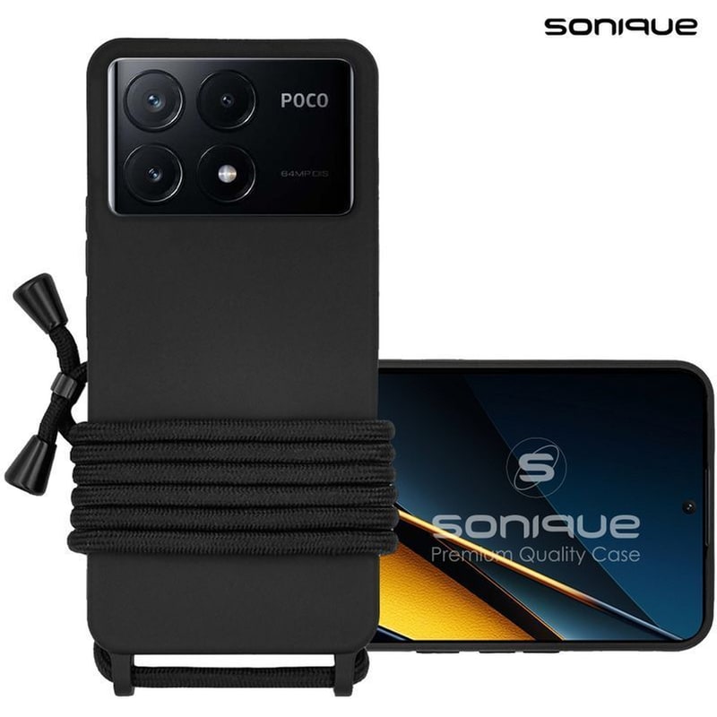 Θήκη Σιλικόνης Με Κορδόνι Carryhang Sonique Xiaomi Poco X6 Pro 5g Μαύρο
