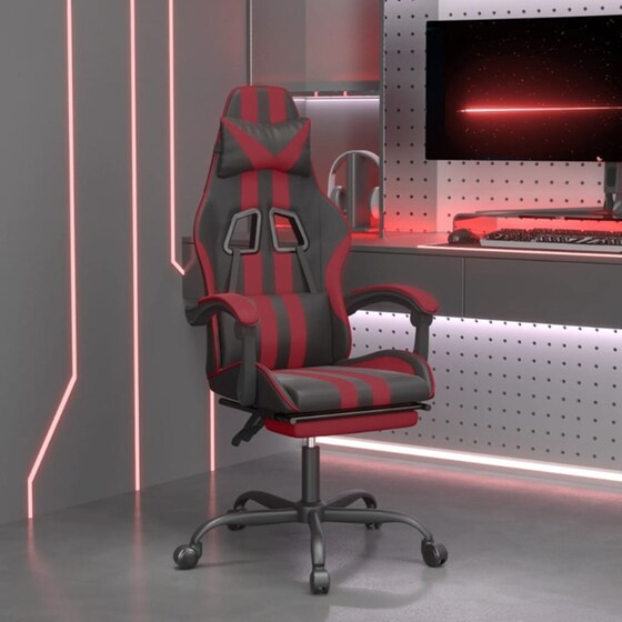 Καρέκλα Gaming VIDAXL 349538 με Υποπόδιο από Τεχνητό Δέρμα - Μαύρο image 9