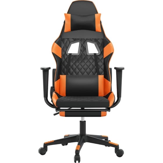 Καρέκλα Gaming VIDAXL 345528 με Υποπόδιο από Τεχνητό Δέρμα - Μαύρο image 1