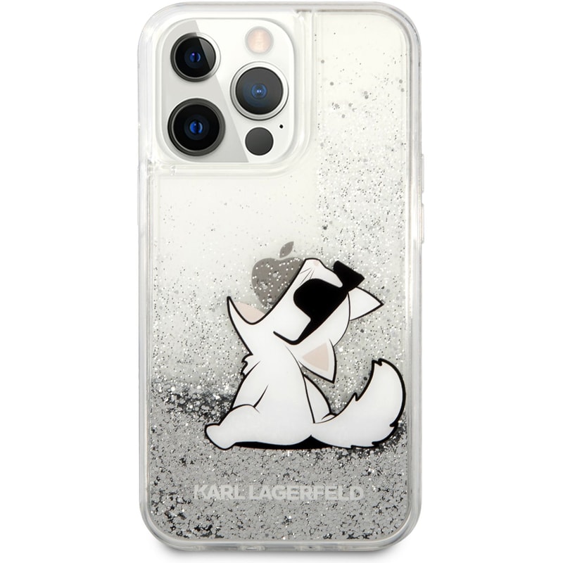 KARL LAGERFELD Θήκη Karl Lagerfeld iPhone 13 Pro Max - Karl Lagerfeld Choupette Fun Hard Case - Clear/Glitter Silver
