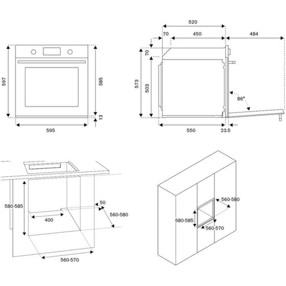 BERTAZZONI FMOD6117PTG3 76 Lt Χρυσό Καθρέφτης Εντοιχιζόμενος Φούρνος Άνω Πάγκου image 5