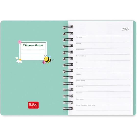 Ημερολόγιο Εβδομαδιαίο Σπιράλ 2027 Legami 12M Small Bee Green image 4