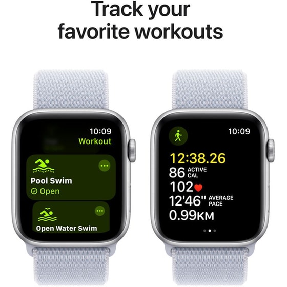 Apple Watch SE GPS 44mm - Silver Aluminium Case with Blue Cloud Sport Loop image 5