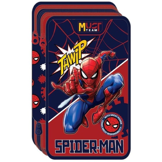Κασετίνα Παραλληλόγραμμη Must Τριπλή Spiderman Thwip image 0