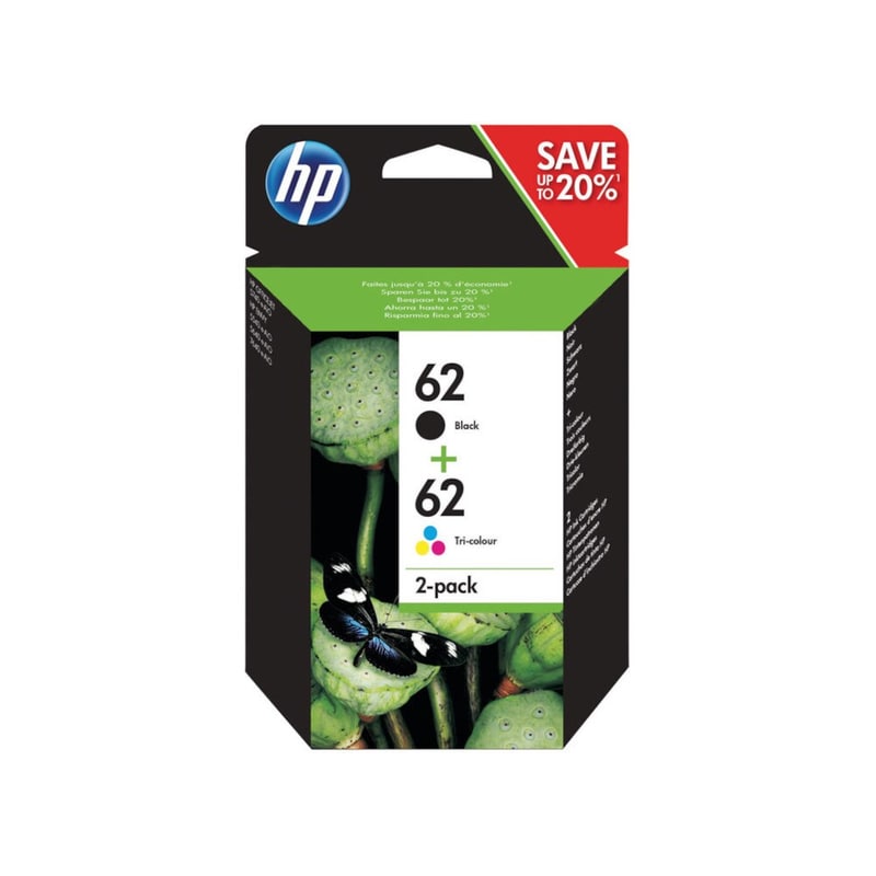 HP 62 Πολλαπλό / Μαύρο Πακέτο 2 Μελανιών Εκτυπωτή N9J71AE