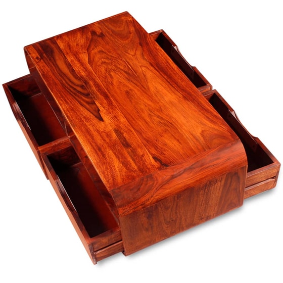 Τραπεζάκι Σαλονιού VidaXL από Μασίφ Ξύλο Sheesham 90x40x35cm - Καφέ image 5