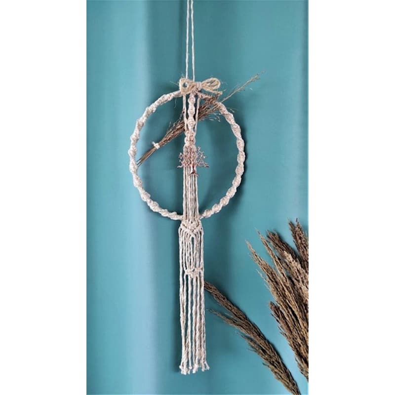 FEELBOHO Χριστουγεννιάτικο Διακοσμητικό Στεφάνι Feelboho Χειροποιήτο Μακραμέ