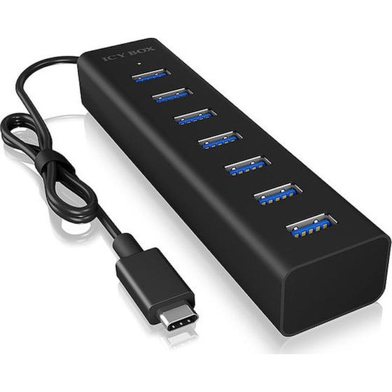 Icy Box USB Hub 7-Port USB 3.0 Gen 1 συμβατό με Type-C - Μαύρο image 1