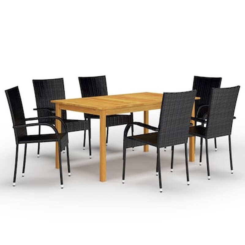 Vidaxl Σετ Τραπεζαρίας Κήπου 7 Τεμαχίων Μαύρο VIDAXL