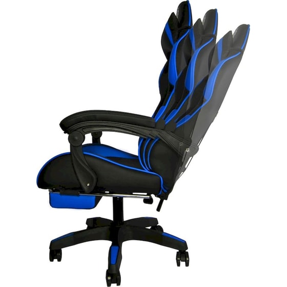 Καρέκλα Gaming Malatec 8978 με Υποπόδιο από Οικολογικό Δέρμα - Μαύρη/Μπλε image 3