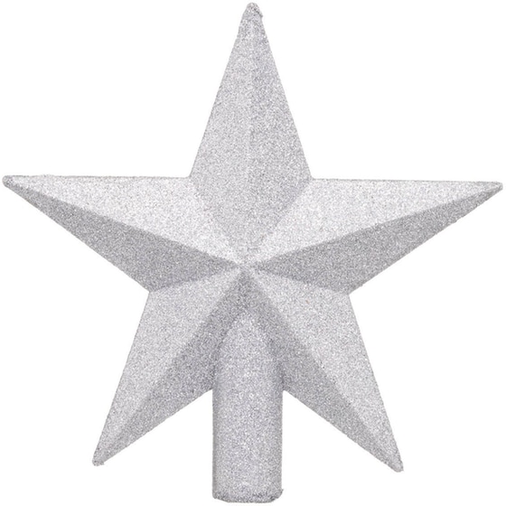 Χριστουγεννιάτικο Στολίδι Spitishop A-s Glitter Silver 184432 Πλαστικό 1 Τμχ - Κορυφή Δέντρου image 0