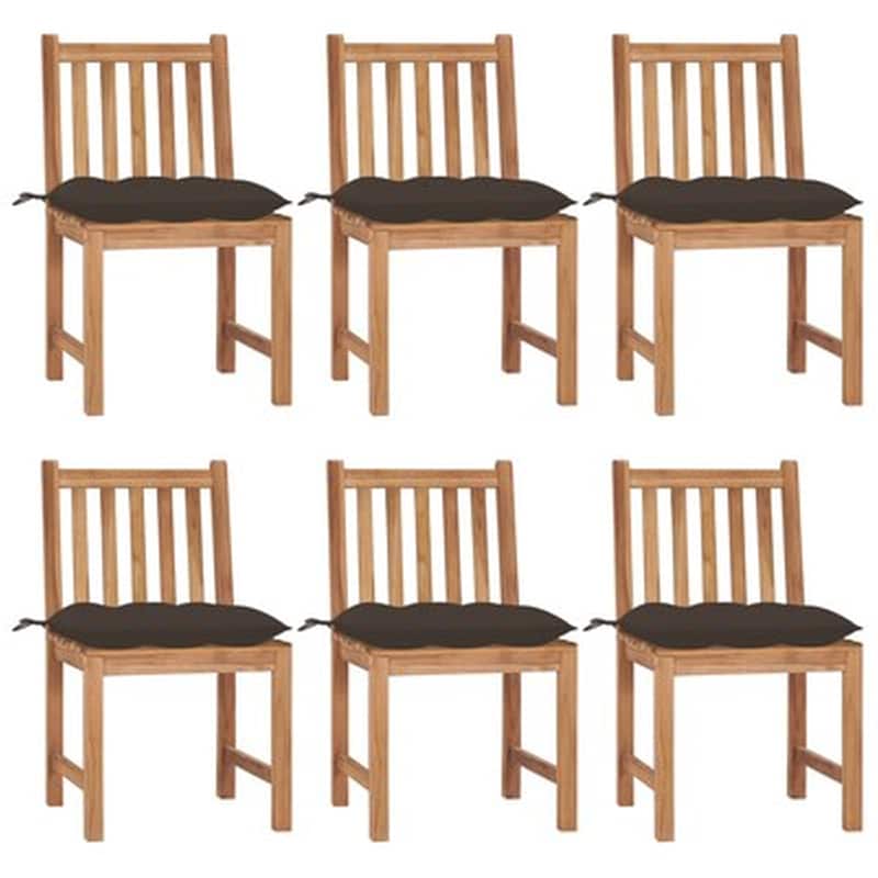 Vidaxl Καρέκλες Κήπου 6 Τεμ. Από Μασίφ Ξύλο Teak Με Μαξιλάρια