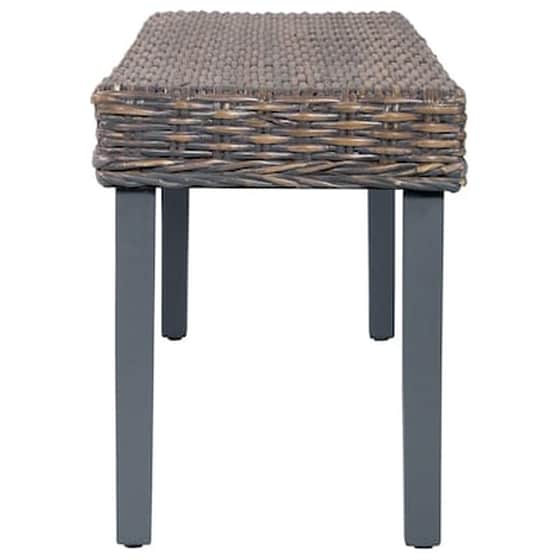 Σκαμπό Κήπου VidaXL από Ρατάν Kubu και Μασίφ Ξύλο Μάνγκο 110x35x45 cm - Γκρι image 3