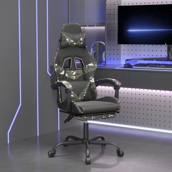 Καρέκλα Gaming VIDAXL 3143865 με Υποπόδιο από Τεχνητό Δέρμα - Μαύρο image 7