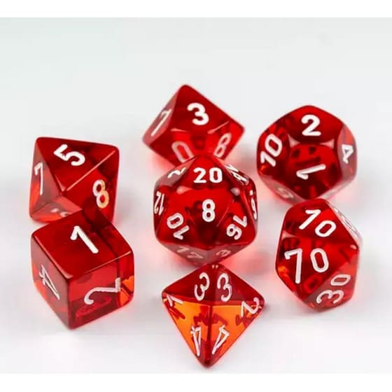 Σετ Ζάρια Translucent Polyhedral - Λευκά/Κόκκινα image 0