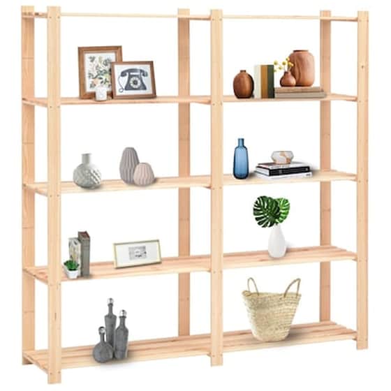 Vidaxl Ραφιέρες 5 Επιπέδων 2 Τεμ 500 Κ 170x38x170 Εκ Μασίφ Ξύλο Πεύκου image 2