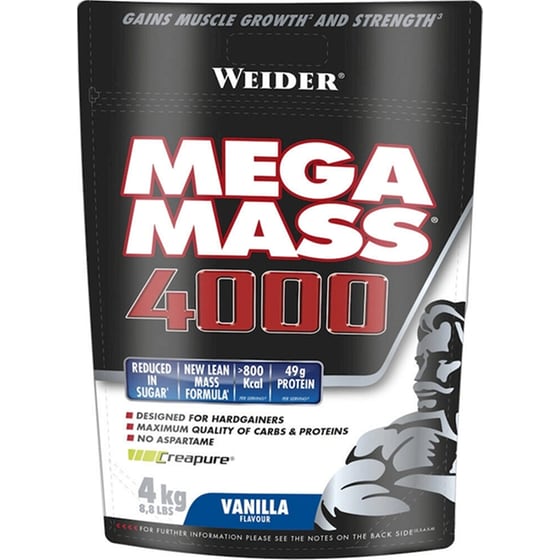 Πρωτεΐνη Weider Mega Mass 4000 Βανίλια - 4kg image 0