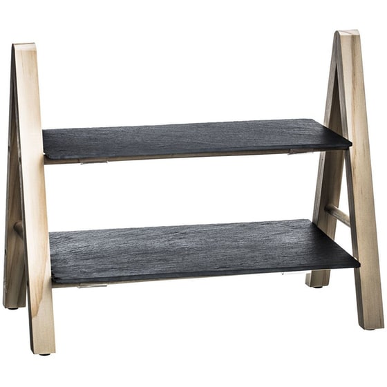 Ορντεβιέρα - Πλατώ Διώροφο Spitishop S-d Serving Tray 160505 Πέτρινο 32.5x18x27 cm - Μαύρο image 0