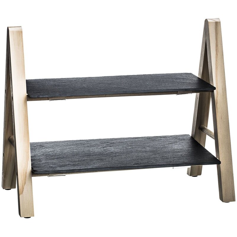 Ορντεβιέρα - Πλατώ Διώροφο Spitishop S-d Serving Tray 160505 Πέτρινο 32.5x18x27 cm - Μαύρο