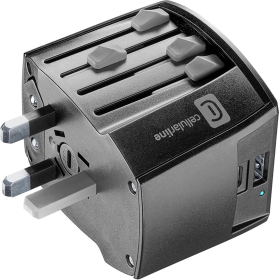Φορτιστής Πρίζας Cellular Line Multi-plug Travel Adapter USB-C/USB-A - Μαύρο image 2
