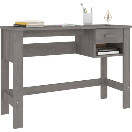 Γραφείο VidaXL Hamar από Μασίφ Ξύλο Πεύκου 110x40x75 cm - Ανοιχτό Γκρι image 3