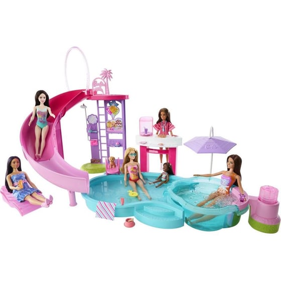 Barbie Dream Pool Playset With Slide & Bubbling Hot Tub image 3